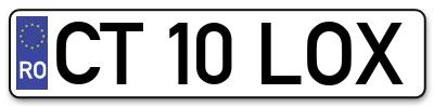 Placuta inmatriculare numar auto  CT-10-LOX, CT 10 LOX, CT10LOX
