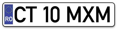 Placuta inmatriculare numar auto  CT-10-MXM, CT 10 MXM, CT10MXM
