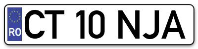 Placuta inmatriculare numar auto  CT-10-NJA, CT 10 NJA, CT10NJA