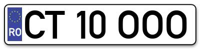 Placuta inmatriculare numar auto  CT-10-OOO, CT 10 OOO, CT10OOO