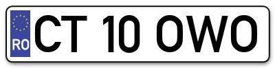 Placuta inmatriculare numar auto  CT-10-OWO, CT 10 OWO, CT10OWO