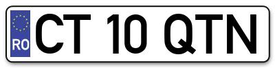 Placuta inmatriculare numar auto  CT-10-QTN, CT 10 QTN, CT10QTN