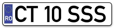 Placuta inmatriculare numar auto  CT-10-SSS, CT 10 SSS, CT10SSS