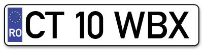 Placuta inmatriculare numar auto  CT-10-WBX, CT 10 WBX, CT10WBX