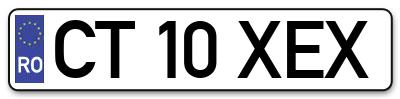 Placuta inmatriculare numar auto  CT-10-XEX, CT 10 XEX, CT10XEX