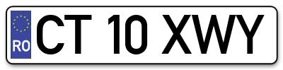 Placuta inmatriculare numar auto  CT-10-XWY, CT 10 XWY, CT10XWY