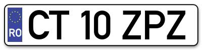 Placuta inmatriculare numar auto  CT-10-ZPZ, CT 10 ZPZ, CT10ZPZ