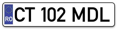 Placuta inmatriculare numar auto  CT-102-MDL, CT 102 MDL, CT102MDL