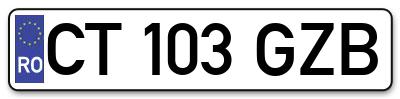 Placuta inmatriculare numar auto  CT-103-GZB, CT 103 GZB, CT103GZB