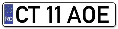 Placuta inmatriculare numar auto  CT-11-AOE, CT 11 AOE, CT11AOE