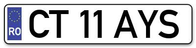 Placuta inmatriculare numar auto  CT-11-AYS, CT 11 AYS, CT11AYS