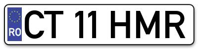 Placuta inmatriculare numar auto  CT-11-HMR, CT 11 HMR, CT11HMR