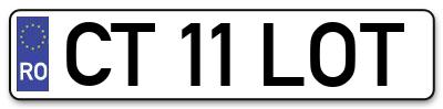 Placuta inmatriculare numar auto  CT-11-LOT, CT 11 LOT, CT11LOT