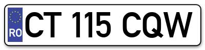 Placuta inmatriculare numar auto  CT-115-CQW, CT 115 CQW, CT115CQW