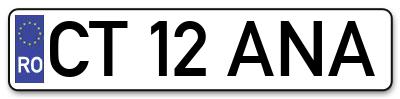 Placuta inmatriculare numar auto  CT-12-ANA, CT 12 ANA, CT12ANA
