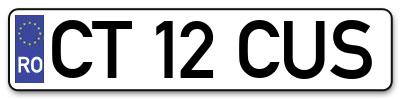 Placuta inmatriculare numar auto  CT-12-CUS, CT 12 CUS, CT12CUS
