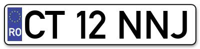 Placuta inmatriculare numar auto  CT-12-NNJ, CT 12 NNJ, CT12NNJ