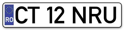 Placuta inmatriculare numar auto  CT-12-NRU, CT 12 NRU, CT12NRU