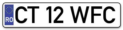 Placuta inmatriculare numar auto  CT-12-WFC, CT 12 WFC, CT12WFC