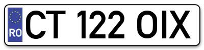 Placuta inmatriculare numar auto  CT-122-OIX, CT 122 OIX, CT122OIX