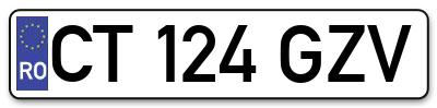 Placuta inmatriculare numar auto  CT-124-GZV, CT 124 GZV, CT124GZV