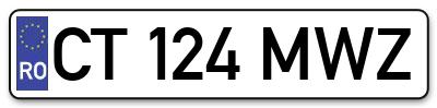 Placuta inmatriculare numar auto  CT-124-MWZ, CT 124 MWZ, CT124MWZ
