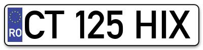 Placuta inmatriculare numar auto  CT-125-HIX, CT 125 HIX, CT125HIX