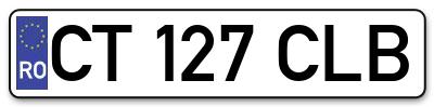 Placuta inmatriculare numar auto  CT-127-CLB, CT 127 CLB, CT127CLB