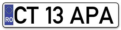 Placuta inmatriculare numar auto  CT-13-APA, CT 13 APA, CT13APA