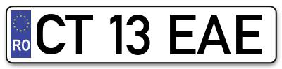 Placuta inmatriculare numar auto  CT-13-EAE, CT 13 EAE, CT13EAE