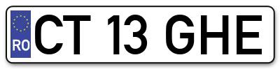 Placuta inmatriculare numar auto  CT-13-GHE, CT 13 GHE, CT13GHE