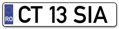 Placuta inmatriculare numar auto  CT-13-SIA, CT 13 SIA, CT13SIA