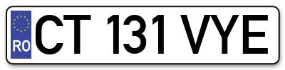 Placuta inmatriculare numar auto  CT-131-VYE, CT 131 VYE, CT131VYE