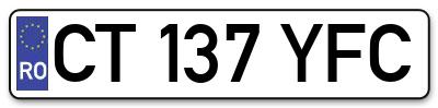 Placuta inmatriculare numar auto  CT-137-YFC, CT 137 YFC, CT137YFC
