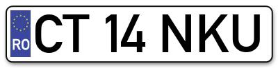 Placuta inmatriculare numar auto  CT-14-NKU, CT 14 NKU, CT14NKU