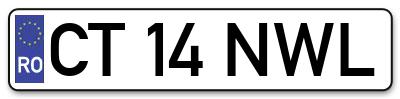 Placuta inmatriculare numar auto  CT-14-NWL, CT 14 NWL, CT14NWL