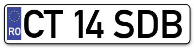 Placuta inmatriculare numar auto  CT-14-SDB, CT 14 SDB, CT14SDB