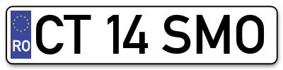 Placuta inmatriculare numar auto  CT-14-SMO, CT 14 SMO, CT14SMO