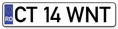 Placuta inmatriculare numar auto  CT-14-WNT, CT 14 WNT, CT14WNT