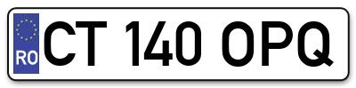 Placuta inmatriculare numar auto  CT-140-OPQ, CT 140 OPQ, CT140OPQ