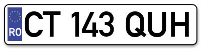 Placuta inmatriculare numar auto  CT-143-QUH, CT 143 QUH, CT143QUH