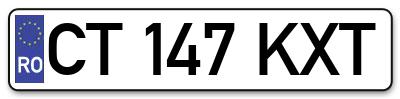 Placuta inmatriculare numar auto  CT-147-KXT, CT 147 KXT, CT147KXT