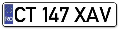 Placuta inmatriculare numar auto  CT-147-XAV, CT 147 XAV, CT147XAV