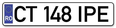 Placuta inmatriculare numar auto  CT-148-IPE, CT 148 IPE, CT148IPE