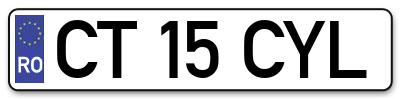 Placuta inmatriculare numar auto  CT-15-CYL, CT 15 CYL, CT15CYL