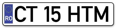 Placuta inmatriculare numar auto  CT-15-HTM, CT 15 HTM, CT15HTM
