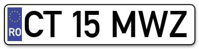 Placuta inmatriculare numar auto  CT-15-MWZ, CT 15 MWZ, CT15MWZ
