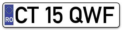 Placuta inmatriculare numar auto  CT-15-QWF, CT 15 QWF, CT15QWF