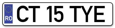 Placuta inmatriculare numar auto  CT-15-TYE, CT 15 TYE, CT15TYE