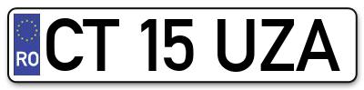 Placuta inmatriculare numar auto  CT-15-UZA, CT 15 UZA, CT15UZA
